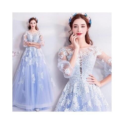100%real ligh blue/pink bubble flower lace embroidery masquerade ball gown studio princess medieval dress/victorian belle ball