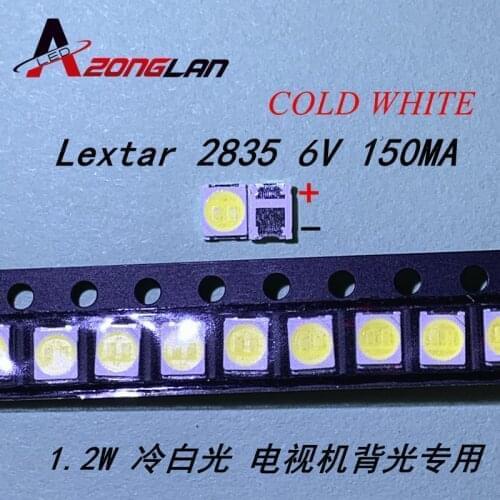 500PCS Original LEXTAR 2835 3528 1210 6V 2W SMD LED For Repair TV Backlight Cold white LCD Backlight LED