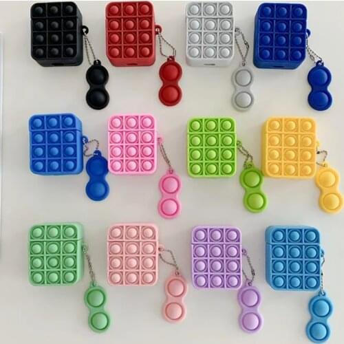 Reliver Stress Fidget Toys Push It Bubble Case for Airpods 2 Wireless Headphone Earphone Case Cover For Airpods Pro 3 Coque