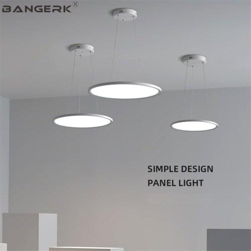 BANGERK Simple Modern LED Pendant Light Round Iron Acrylic Hanging Lamp Restaurant Office Home Decor Droplight Indoor Lighting