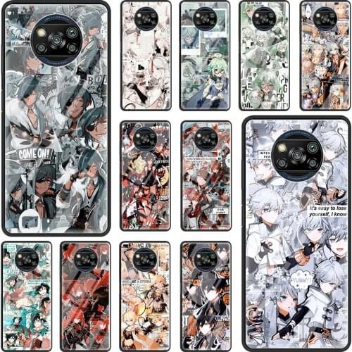 Case For Xiaomi Poco X3 NFC 6.67 inch Phone Cover Note 11 10 Lite 9T 10T Pro CC9E Glass Shell Bumper Genshin Impact Game