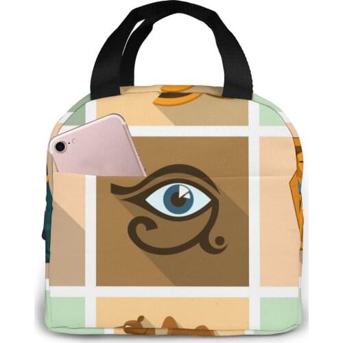 Egypt Icon Pyramid Coffin Sarcophagus Cooler Bag Portable Zipper Thermal Lunch Bag Convenient Lunch Box Tote Food Bag