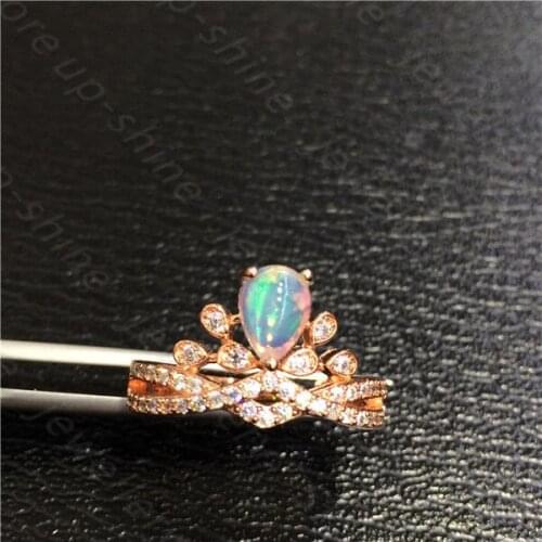 New natural opal ring 925 silver ladies ring colorful opal luxury elegant beauty and beauty