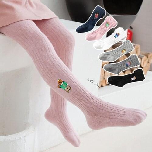 Spring Autumn Knitted Children Pantyhose Cotton Double Needle Tights for Girls Cute Animal Baby Girl Winter Clothes