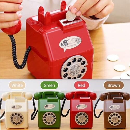 Retro Telephone Children Money Box Avocado green Creative Piggy Bank Coin Classical Coins Collector Home Decor Valentine present