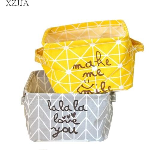 XZJJA Nordic Style Cotton Linen Sundries Toys Storage Box Baskets Foldable Dresser Desktop Makeup Organizer Stationery Container