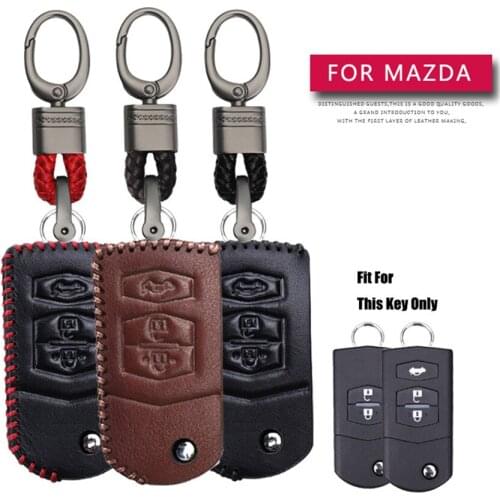KUKAKEY Car Accessories Key Cover Case For Mazda 6 CX5 3 2 CX3 GH GJ CX9 5 Hand-woven Smoky Grey Metal Keyring Keychain
