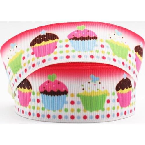 Cake Pattern Printing 16/22/25/38/75mm Grosgrain Ribbon 10 25 50 Yards Diy Bow Gift Wrapping Wedding Decoration Ribbon