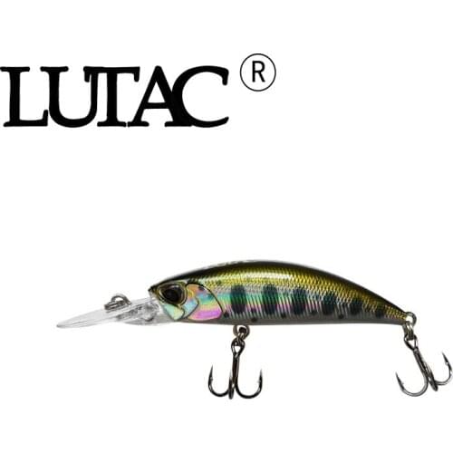 LUTAC Hot Sale 50mm 3.4g LM05D Minnow 3D Eyes Hard Lure BKK Hook High Strength Lip Jerkbait Flatten Split Ring Tackle