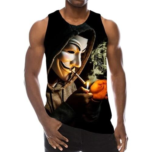 UNEY hot-sale Clown Tank Tops For Men Summer Joker Face Male Graphic US Size 3D Print Sleeveless Vest Sport Funny Tops 2020 New