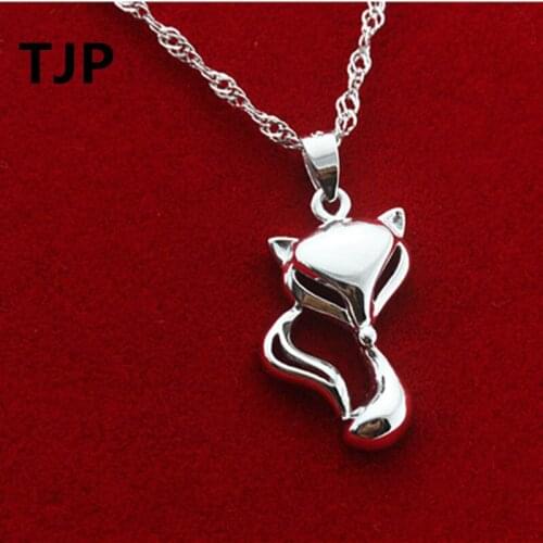 TJP Fashion Animal Style Lady Pendants Necklace Lovely Fox Crystal Choker Necklace For Women Wedding Party Best Summer