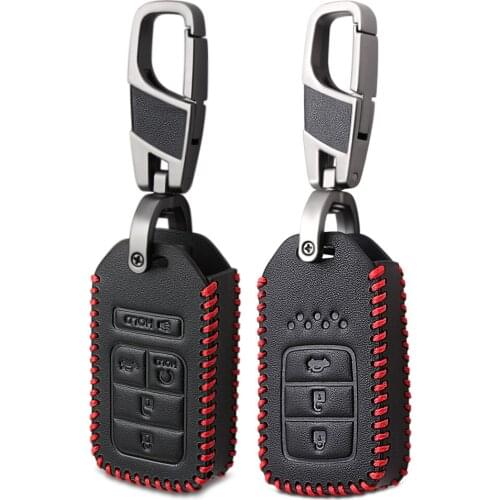 Fashion Leather Car Key Fob Pocket Cover Case For Honda Civic CR-V HR-V Accord Jade Crider Odyssey 2015 - 2018 Remote Protector