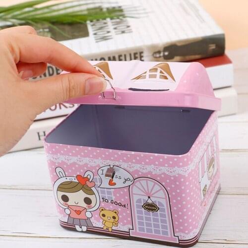 Cash Bank Saving Money Safe Storage Box Metal House Model Children Kids Gifts
