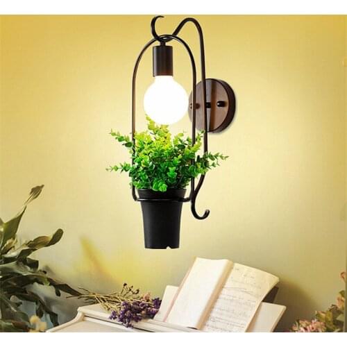 Iron Flowers Plants Wall Lamp Nordic Modern Simple Wandlamp Bedroom Bedside Balcony Corridor Living Room Decoration Wall Light