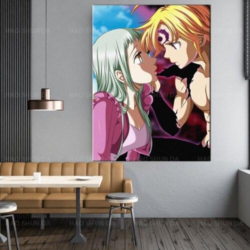 Wall Art Seven Deadly Sins Canvas Painting Meliodas Elizabeth Liones Posters Modular Pictures Frame Home Decor For Living Room