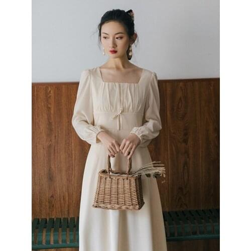 2021 new fashion womens clothing Square Collar Vintage dresses for women dress