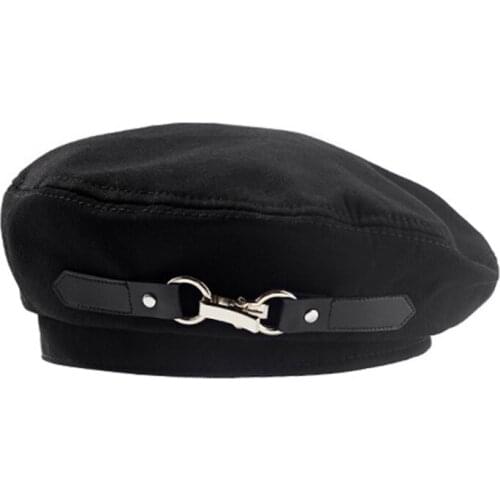Autumn Winter Hat Chain Berets French Artist black Beret Women Painter hat Vintage Girls Berets Female Warm Walking Cap