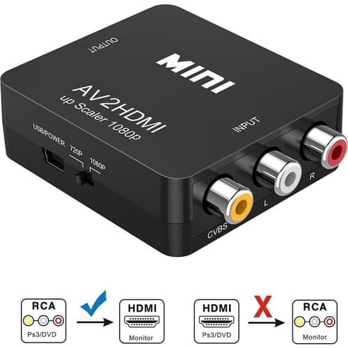RCA AV to HDMI Converter High Quality HD 1080P AV2HDMI Adapter For TV PS3 PS4 PC DVD Xbox Projector AV To HDMI Converter