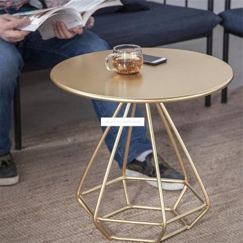QX-333 Simple modern lron Tea Table living room Small Sofa Side Table Household creative diamond Storage Round Coffee Table