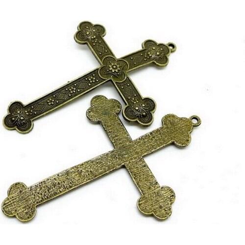 RONGQING 20Pcs/lot Ancient Pattern Cross Charms Breloque 76x52mm Religion Cross Pendant DIY Metal Charmes
