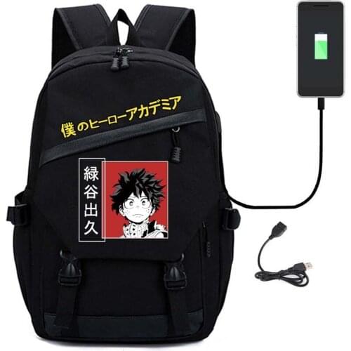 Deku Backpack Anime My Hero Academia Plus Ultra Multifunction USB Charging Laptop Japanese Shoulder Travel Bags For Boys Girls