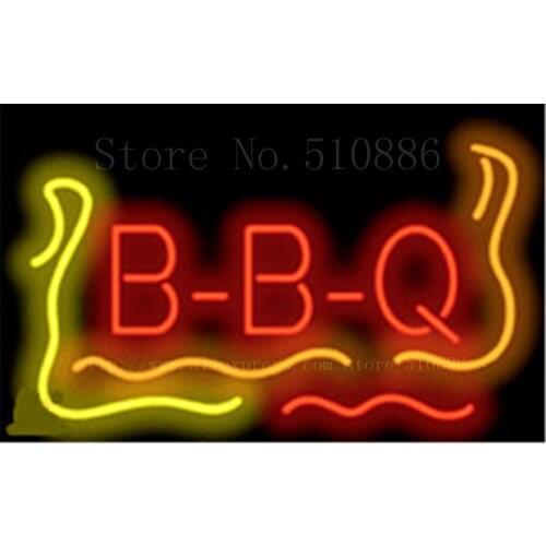 BBQ Barbeque Businese Glass Tube neon sign Handcrafted Display Light Beer Pub Club signs Shop Store Signboard signage 17"x14"