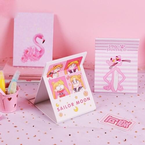 Folding Makeup Mirror Cartoon Pattern Space Saving Dormitory Book Desktop Cute Travel Portable Flip-type Small Mirror Household