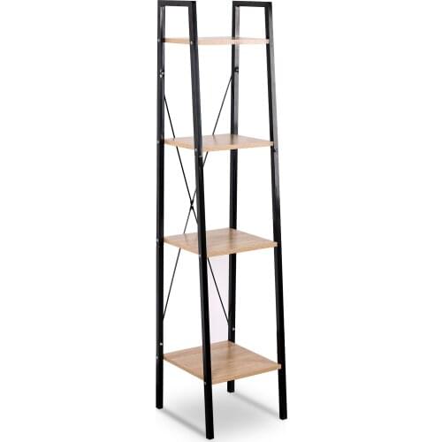 Heavy Duty 4 Shelf Shelving Unit Wood Bookcase Metal Frame Industrial Garage Rack File Rack Organizer for Living Room Bedroom