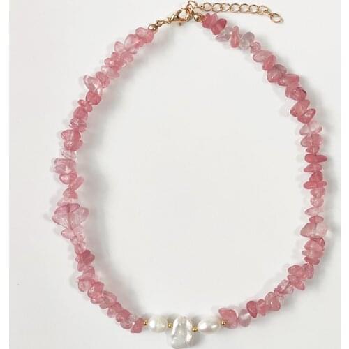 Handmade Natural Stone Beaded Necklace Irregular Pearl Embellishment Jewelry Ladies Banquet Accessories Gifts Various Colors