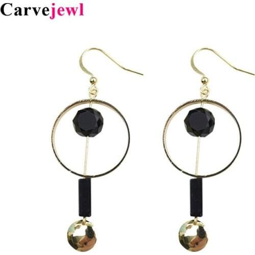 Carvejewl drop dangle earrings round circle faceted glass beads Earrings For Women girl jewelry new fashion European earrings