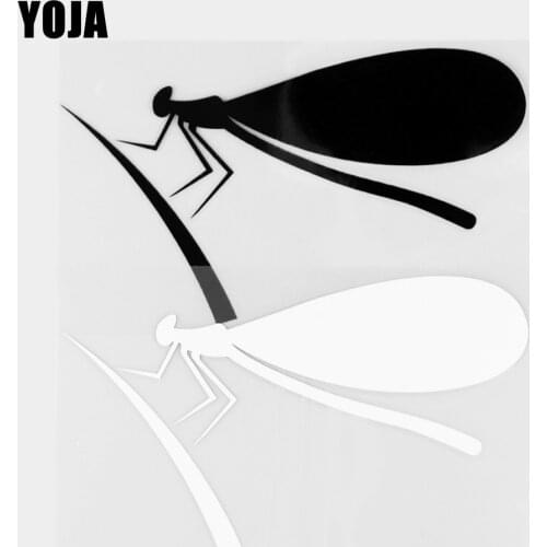 YOJA 15.2×8.9CM Vinyl Decal Resting Dragonfly Cartoon Animals Car Stickers Black/Silver 19C-0466