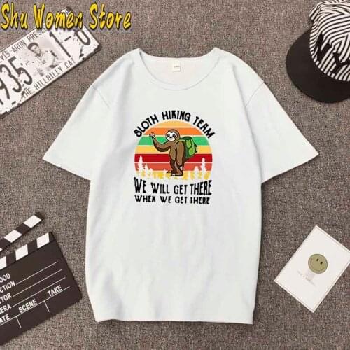 Women T-shirt Summer Short Sleeve Cotton Plus Size S-3XL Cute Lazy Sloth Print Funny Casual O Neck Female Tshirt Tees Tops