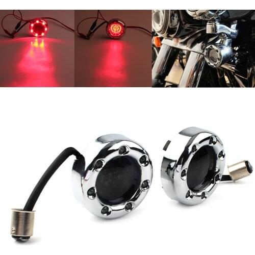 1157 Red LED Gloss Chrome Trim Ring Turn Signal Lights for Harley Sportster XL883 XL1200 Touring Softial FLHR FXB FLST FLS