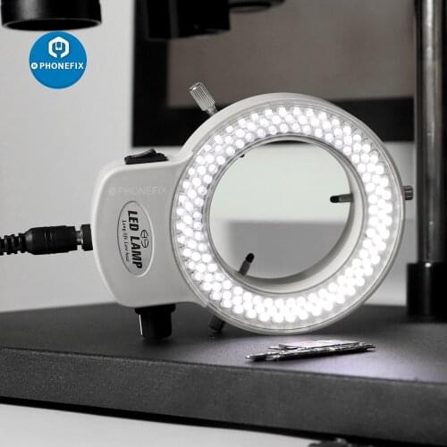 144 LED Microscope LED Ring Light Illuminator Lamp Industrial Microscope Circle Light Lamp for Phone PCB Motherboard Repair