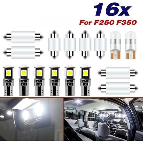 16Pcs T10 Car Interior LED Light Dome License Plate Hybrid Lights Dome Lights Trunk Light Parking Bulb Set For F250 F350