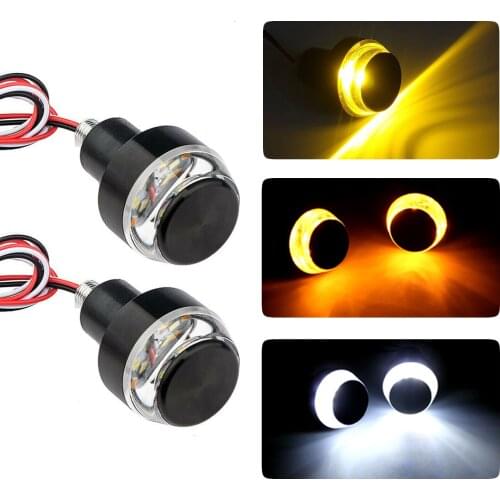 2Pack Motorcycle Turn Signal Light Handlebar End LED Lights Grip Plug Side Marker or Running Lamp Accessory