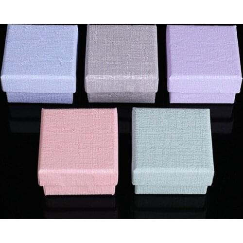 20 Pcs/Lot 5x5x3.5 cm Candy Color Kraft Paper Craft Boxes Ring Gift Packaging Box Favour Vintage Cases Drop Shipping