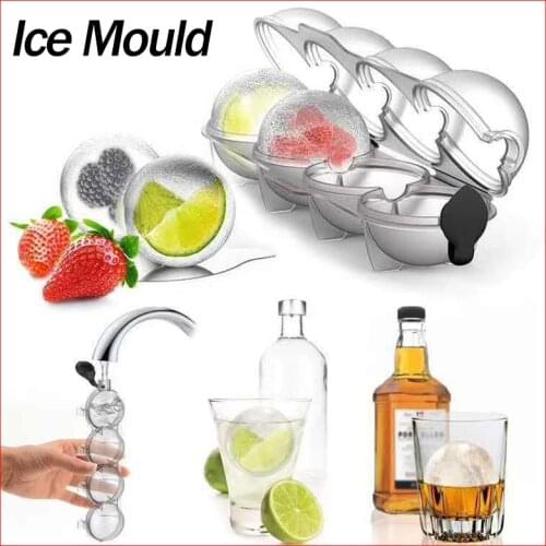 3D Ice Cube 4 Cavity Whiskey Ice Mould Ice Cream DIY Tool Whiskey Wine Cocktail Ice Cube Best Sellers Grid Mould Kitchen Tool