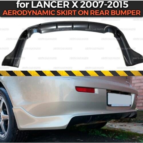 Aerodinamic skirt on rear bumper for Mitsubishi Lancer X 2007-2015 ABS plastic body kit aerodynamic pad decoration car styling