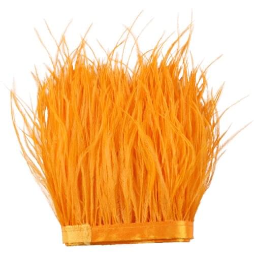 High Quality 10-15cm Ostrich Feathers Trim plumes on Ribbon for Dress Clothing Sewing Decoration plume crafts 1 meters