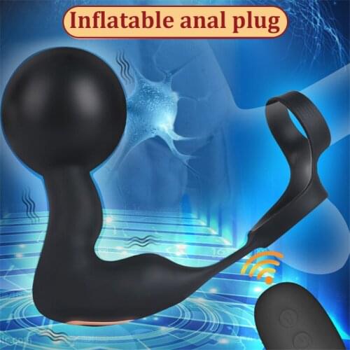 Wireless Remote Control Male Anus Plug Prostate Massager InflatableButt Plug Dilator Expander Vibrator Sex Toys For Women Men