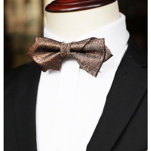 Shiny Bowtie Wedding groom bow tie Men fashion Brown