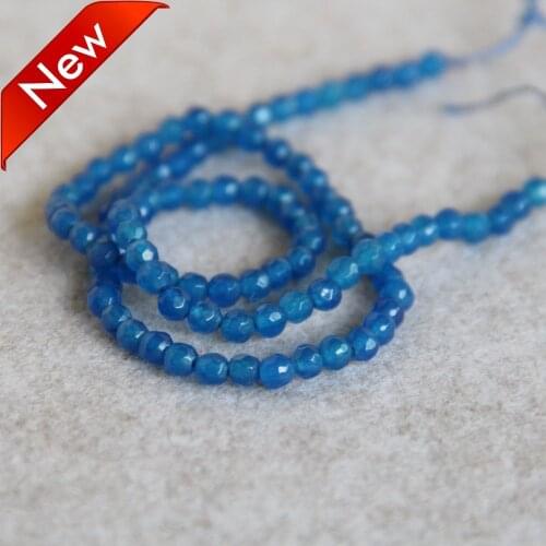 4mm Natural Faceted Sky Blue Chalcedony Beads Round Shape Stone Hand Made DIY Loose Beads 15inch Jewelry Making Design Wholesale