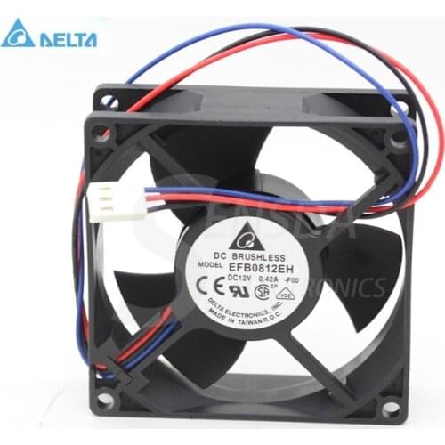 For delta EFB0812EH -F00 FOO 8025 8CM 80MM DC 12V 0.42A 3-pin computer cpu case Server Inverter Cooling fans