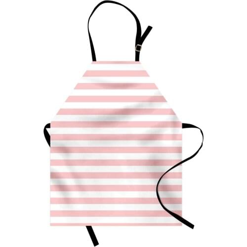 Blush Apron Retro Style Pastel Colored Pink Stripes on White Vintage Geometric Women Men Kids Cooking Baking Kitchen Bib