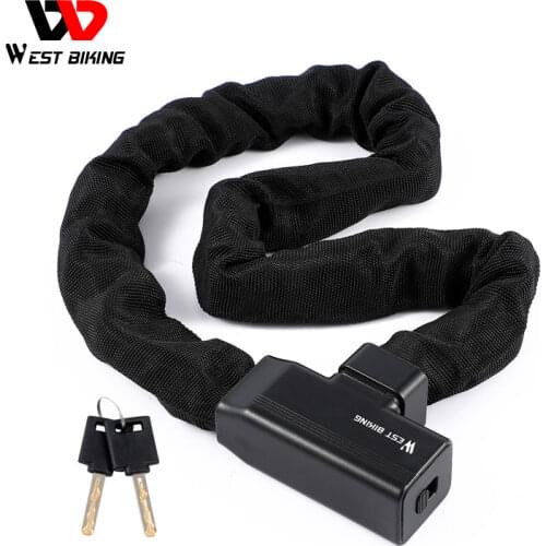 WEST BIKING Bicycle Lock Safety Anti-theft MTB Road Bike Chain Lock With 2 Keys Scooter Electric E-Bike Cycling Accessories