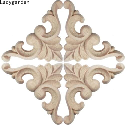 10PCS 4/6/8/10cm Classic Wood Carved Applique Vintage Furniture Craft Statues Home Decoration Accessories Miniature Sculptures