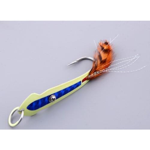 Metal Spoon Fishing Lure Jigs With Assist Hook For Sea Big Game Blue