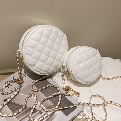 Mini Lattice Round Crossbody bag 2021 Fashion New High quality PU Leather Womens Designer Handbag Chain Shoulder Messenger Bag