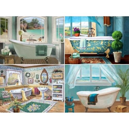 5D DIY Diamond Painting Landscape Cross Stitch Kit Full Drill Embroidery Bathroom Mosaic Art Picture of Rhinestones New Arrival